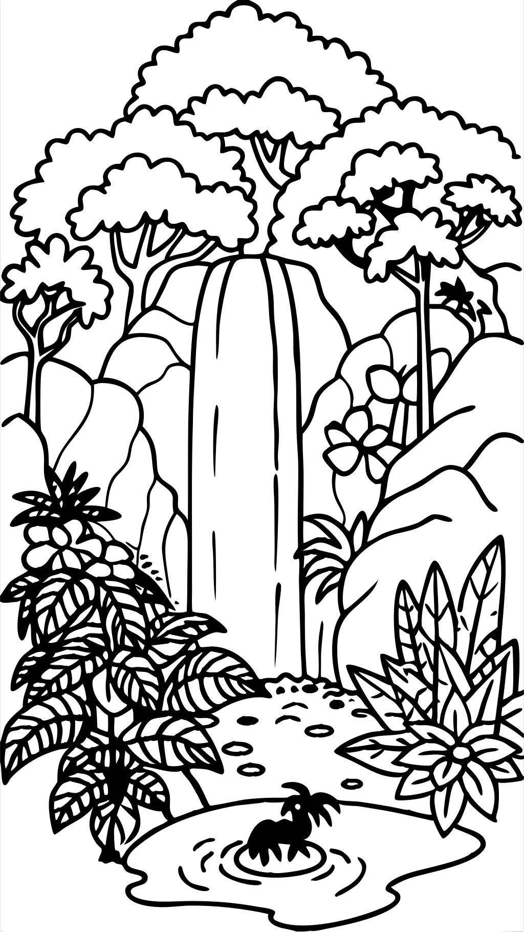 coloring page waterfall